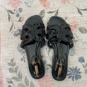 SAM EDELMAN BLACK GLOSSY SANDALS